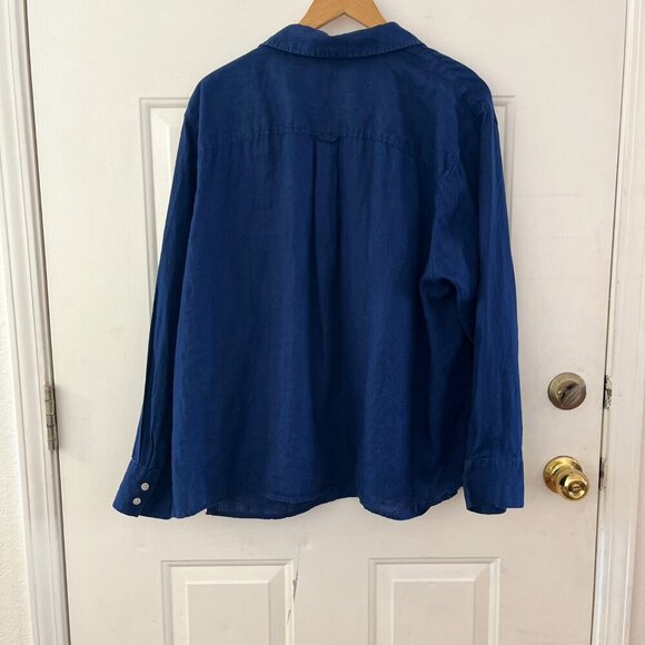Talbots Woman's Plus-Size Blue Pure Irish Linen Tunic Sz 24 - Picture 5 of 7